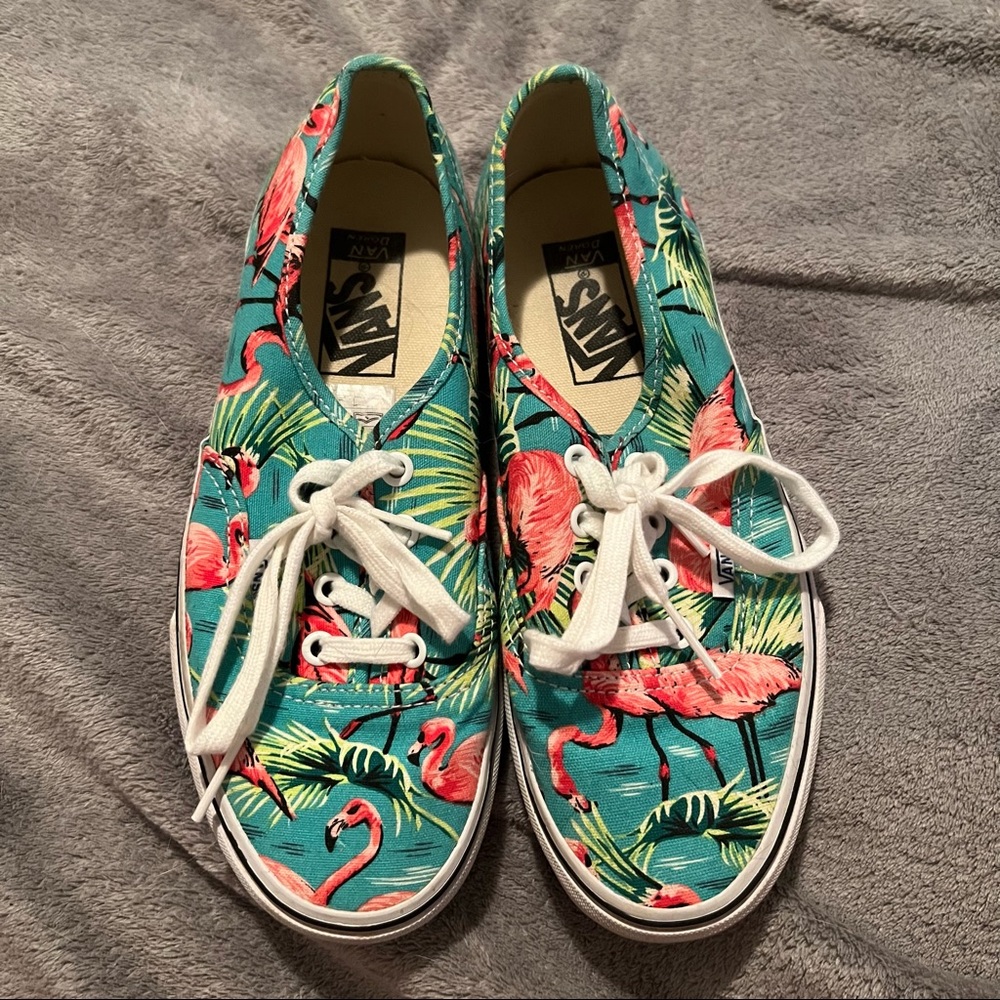 Vans Flamingo Print Women's Shoes - Teal and Pink